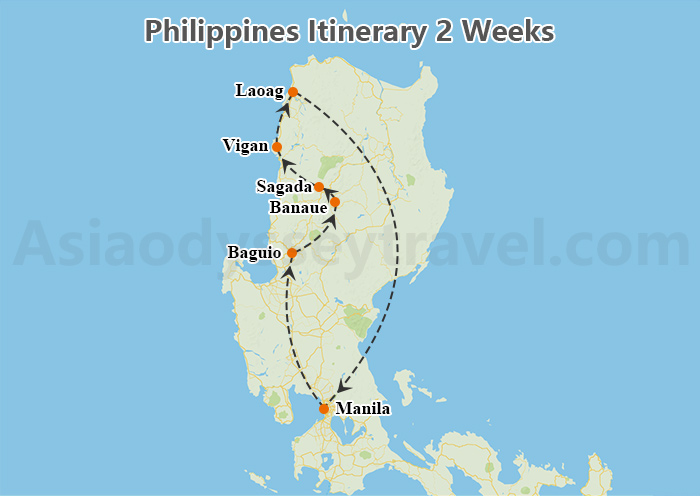 Philippines Itinerary 2 Weeks Map