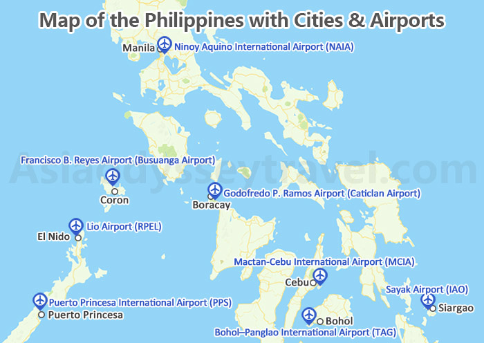 Map of the Philippines with Cities & Airports