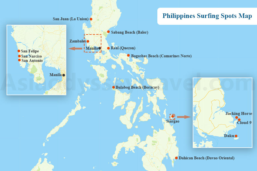 Philippines Surfing Spots Map