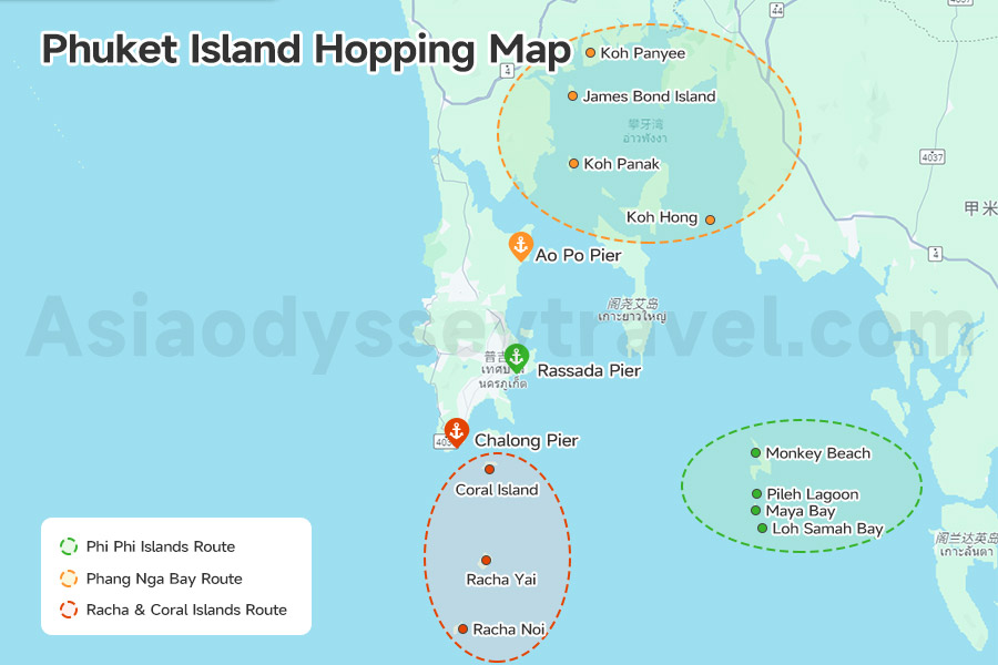 Phuket Island Hopping Map