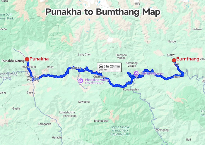 Bhutan Travel Map
