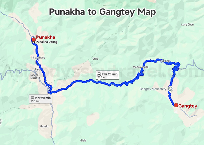 Bhutan Travel Map