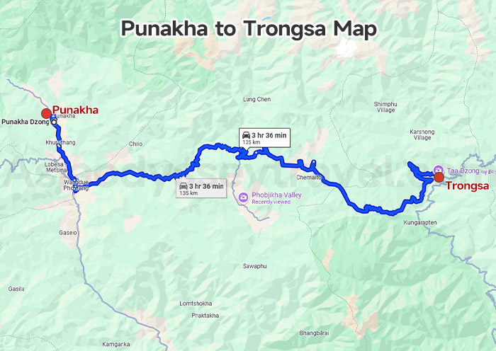 Bhutan Travel Map