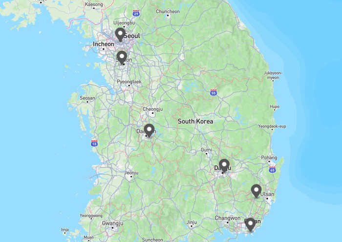 Seoul to Busan KTX Train Route Map