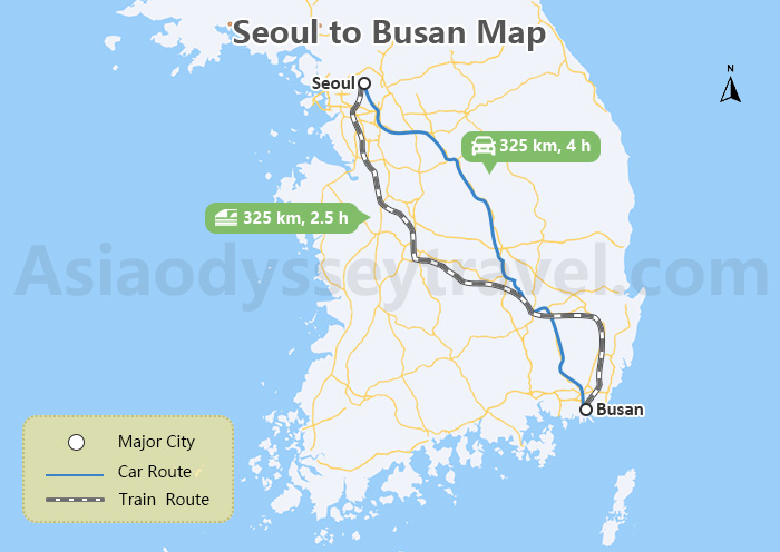 Seoul to Busan Map