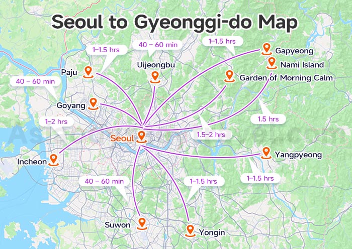Gyeonggi Province Map: Ring Area around Seoul on Map