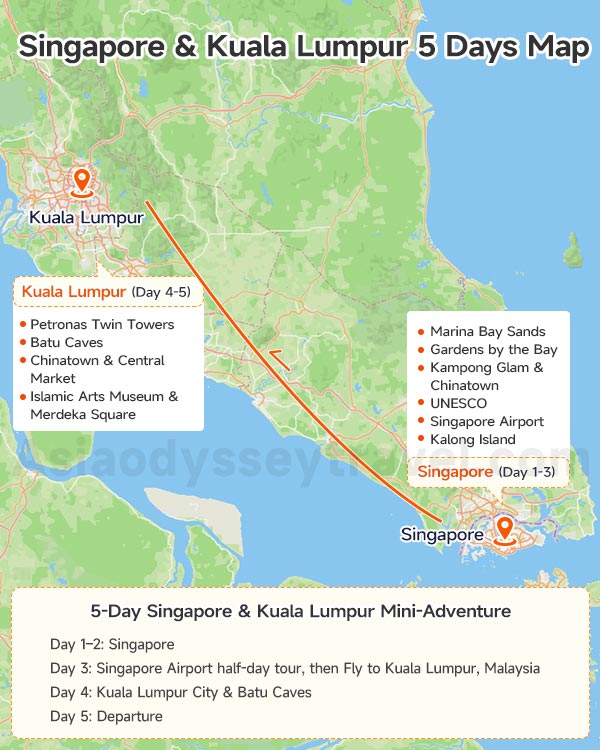 Singapore Malaysia Itinerary Map