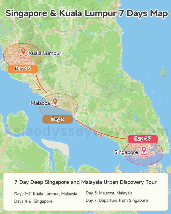 Singapore Malaysia Itinerary Map