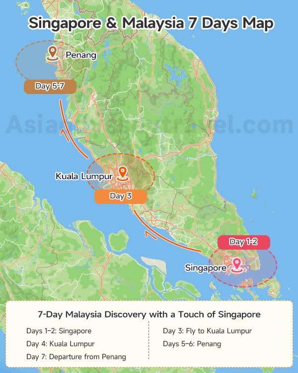 Singapore Malaysia Itinerary Map