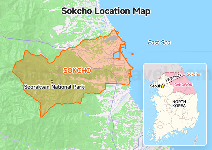 Sokcho Location on a South Korea Map
