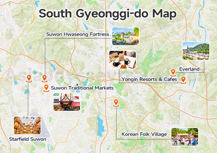 Top Tourist Attractions in South Gyeonggi-do on Map