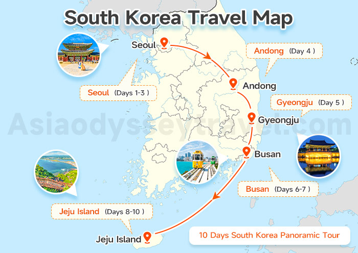 10-Day South Korea Route Map