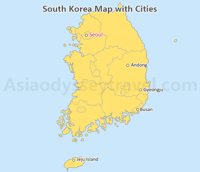 South Korea Map with Cities