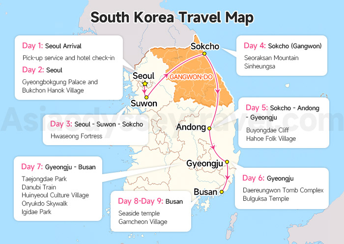 South Korea Travel Map