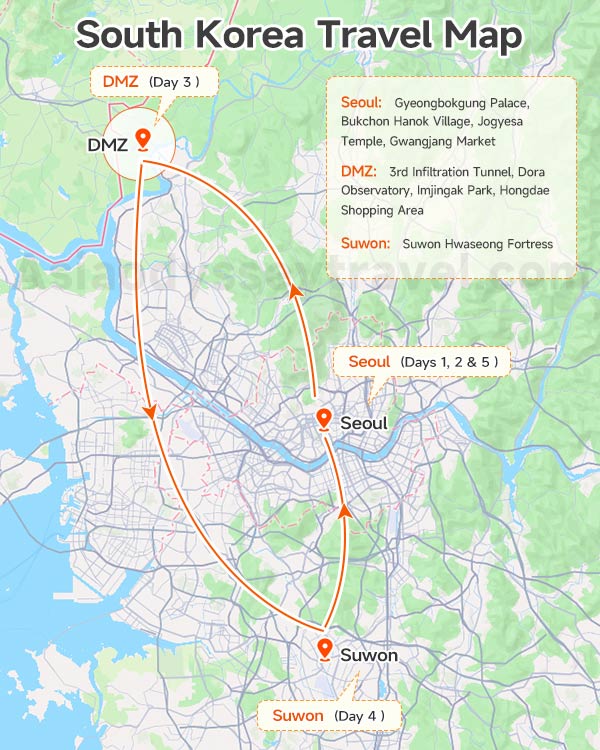 South Korea Travel Map