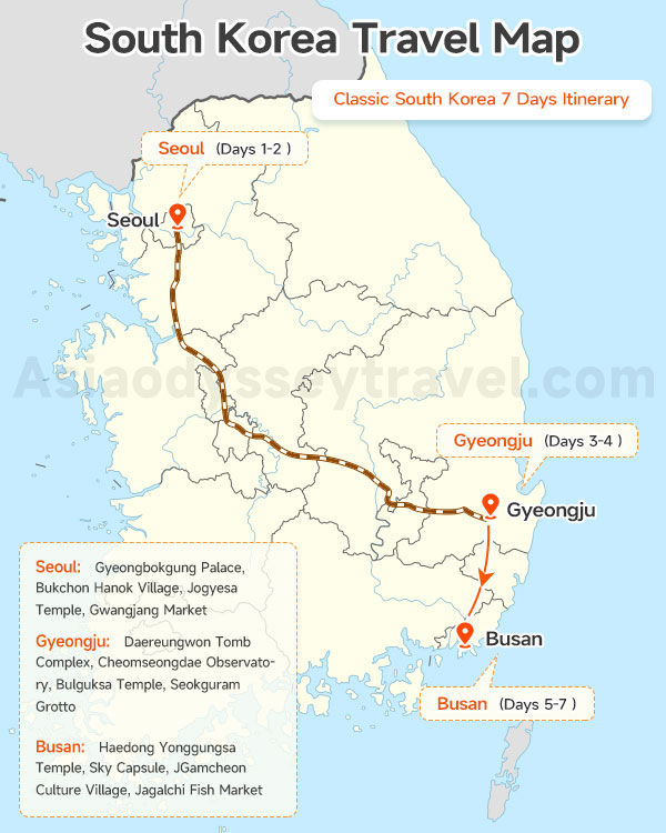 South Korea Travel Map