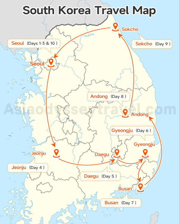 South Korea Travel Map