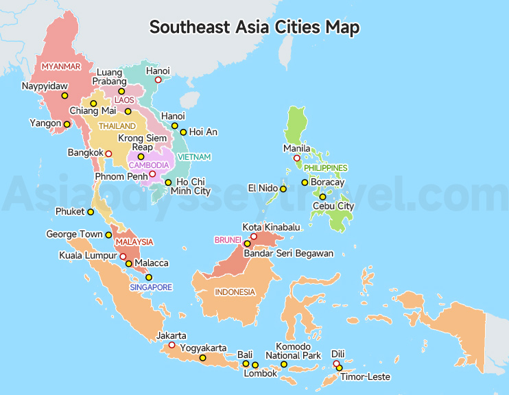 Southeast Asia Cities Map