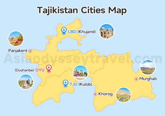 Tajikistan Map (2026): Tourist Regions, Cities & Surrounding Countries