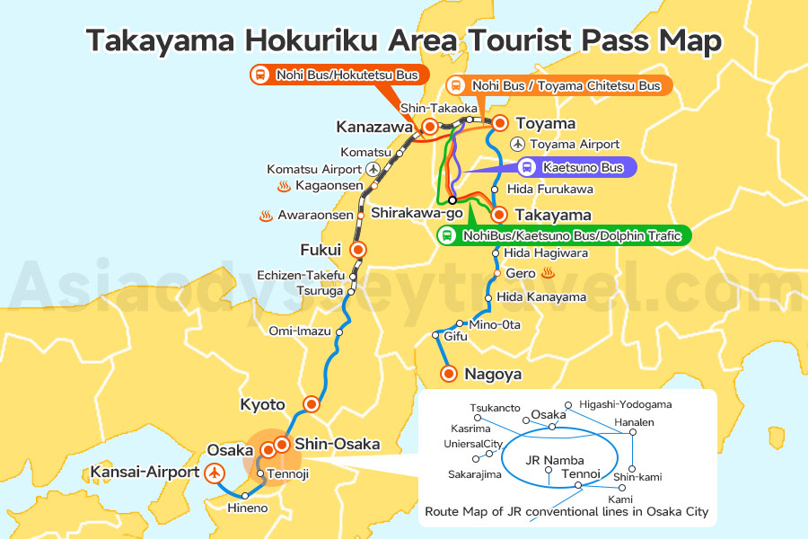Takayama Hokuriku Area Tourist Pass Map