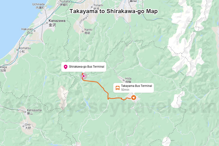 Takayama to Shirakawago Bus Map