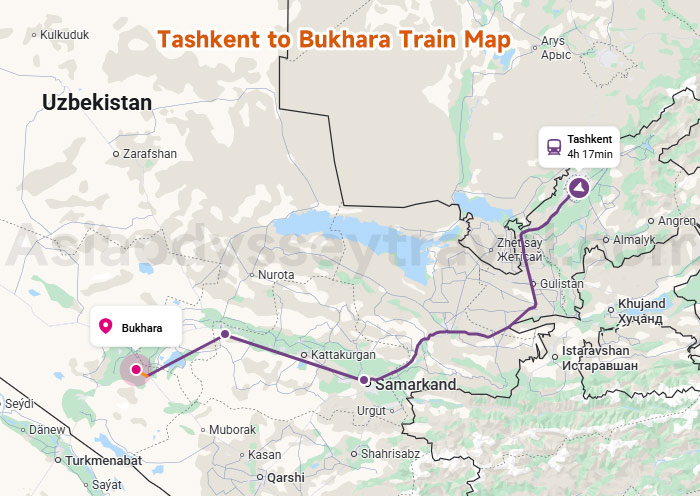 Tashkent to Bukhara Map