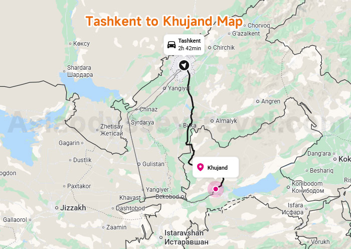 Tashkent to Dushanbe Map