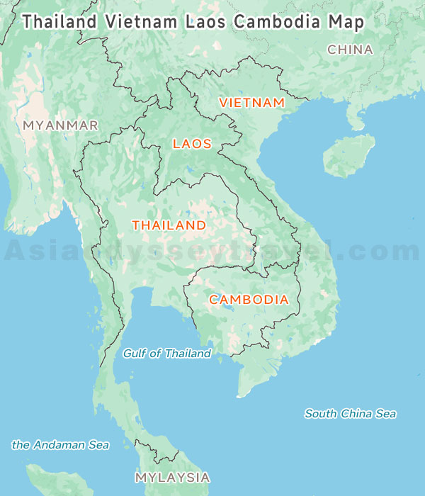 Thailand Laos Vietnam Cambodia Location on Google Map