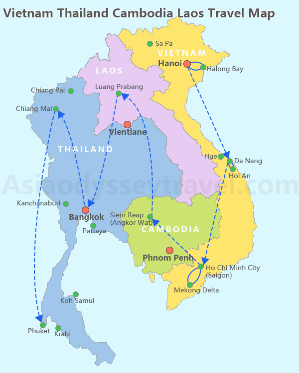 Thailand Laos Vietnam Cambodia Map