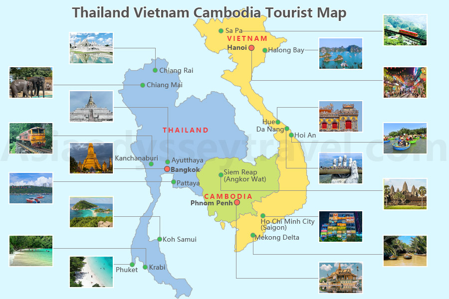 Thailand Vietnam Cambodia Map