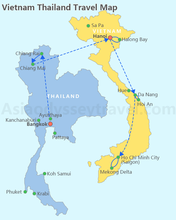 Vietnam Thailand Map