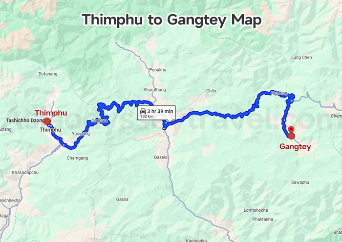 Bhutan Travel Map