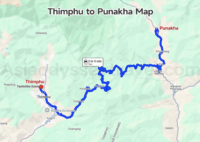 Bhutan Travel Map
