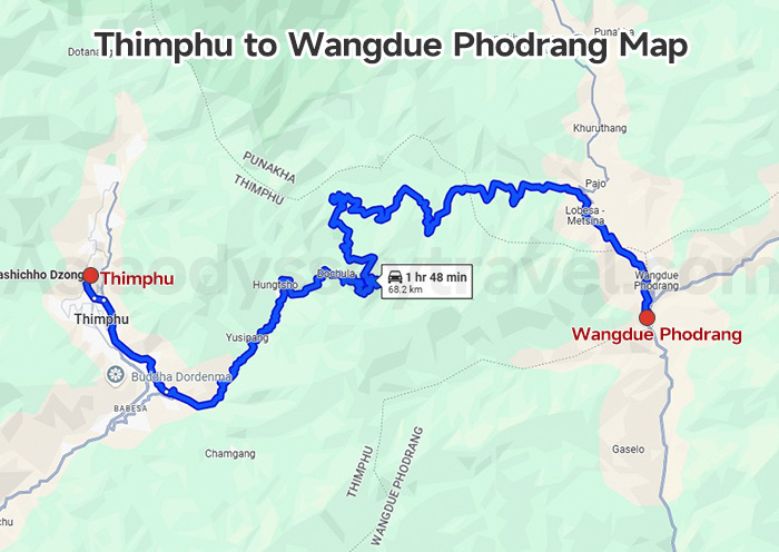 Bhutan Travel Map