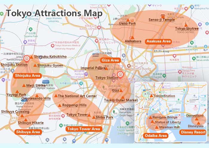 Tokyo Tourist Map | Map of Tokyo Attractions