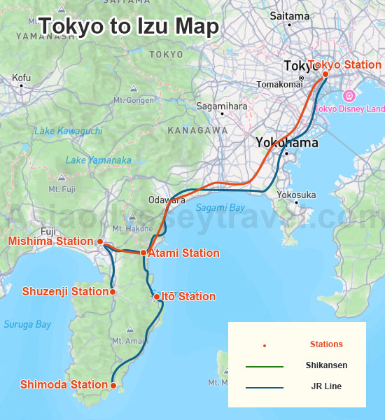  Tokyo to Izu Transportation Map 