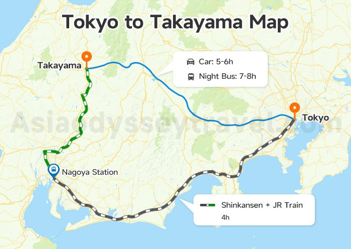 Tokyo to Takayama Map