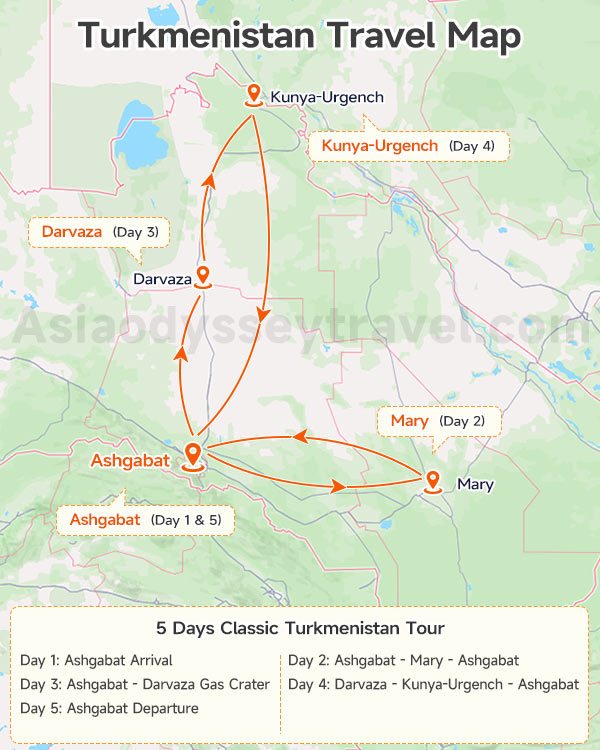  Turkmenistan Travel Map 
