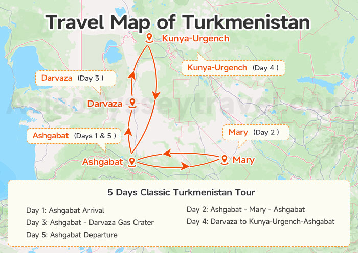  Travel Map of Turkmenistan 