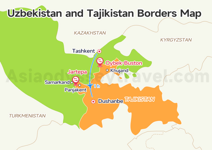 Tajikistan Uzbekistan Map