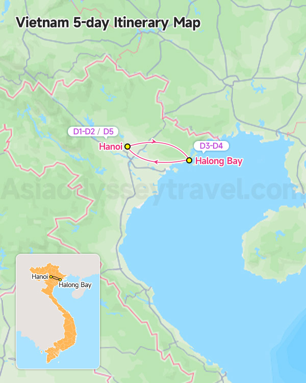 Vietnam 5-day Itinerary Map