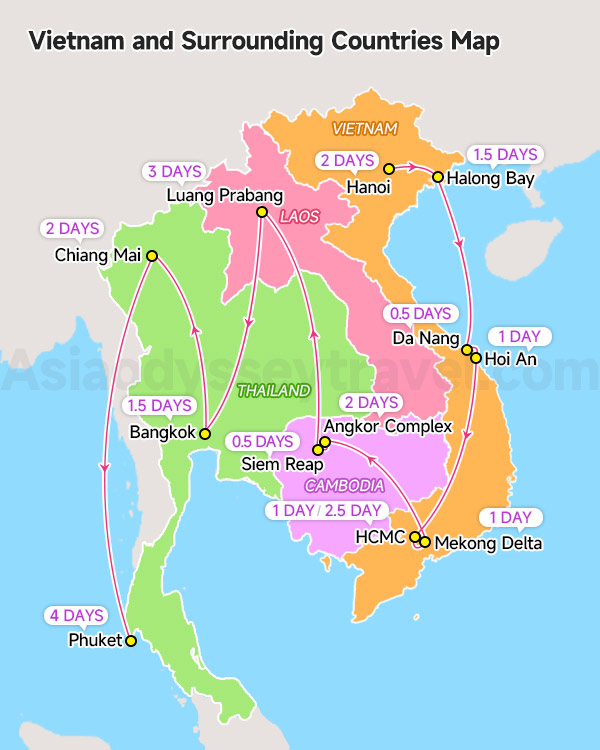 Vietnam and Surrounding Countries Map