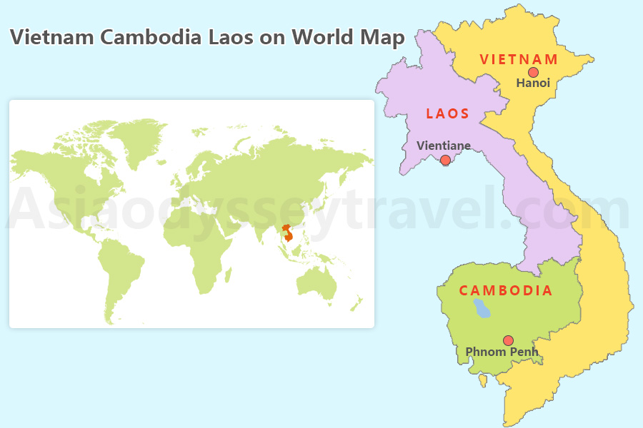 Vietnam Cambodia Laos Map