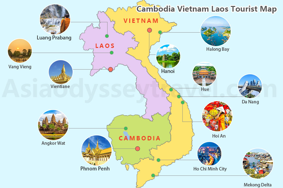 Vietnam Cambodia Laos Map