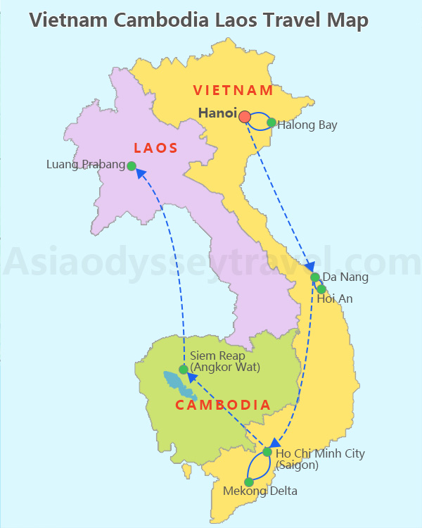 Vietnam Cambodia Laos Map