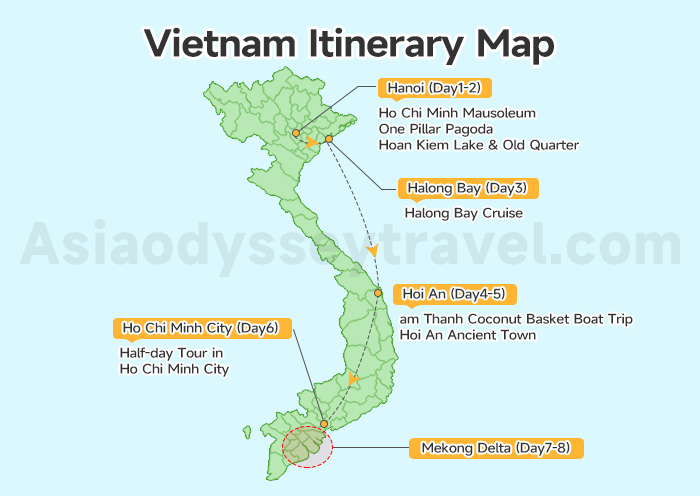 Vietnam Itinerary Map