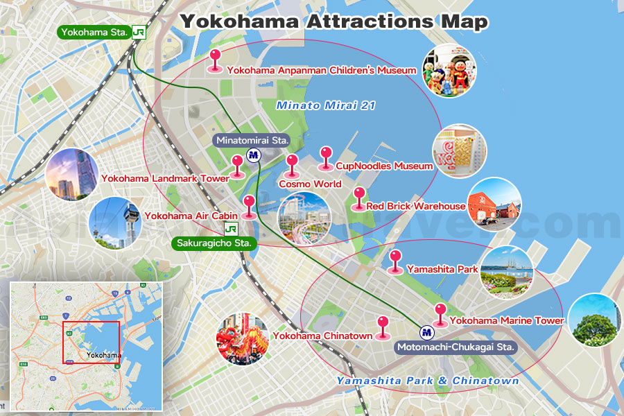 Japan Yokohama Attractions Map