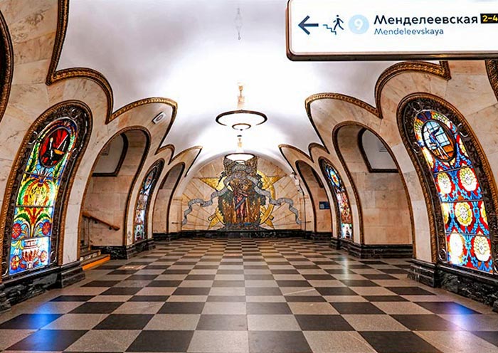 Moscow Metro Station, famous for stunning architecture