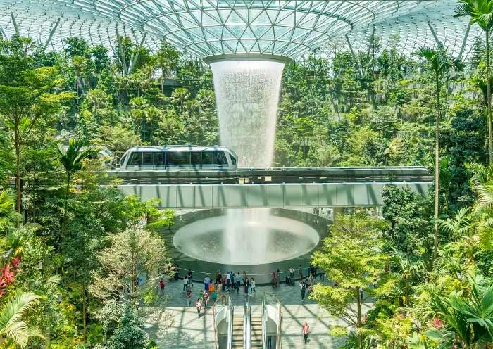 The world’s tallest indoor waterfall (40 meters)
