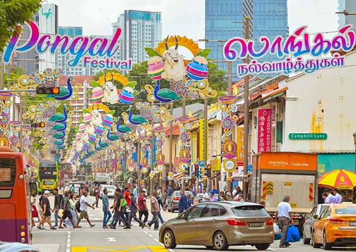 Busy Street in Little India, Singapore